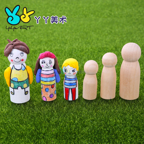 布丁木偶娃娃木人幼教美工美劳创意涂鸦白膜儿童手工DIY制作材料 - 图0