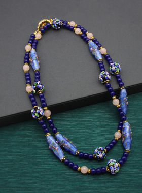 琉璃项链中古耳环首饰套装