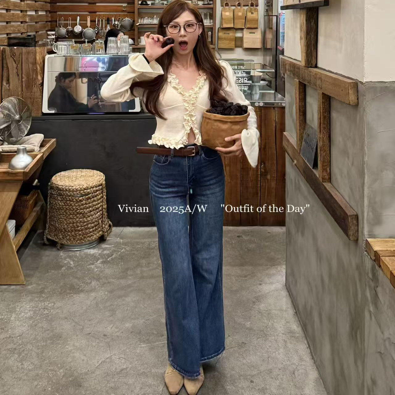 法式复古木耳边V领针织开衫女修身短款泡泡袖喇叭袖上衣,淘宝优惠券,粉丝福利购,淘宝优惠卷