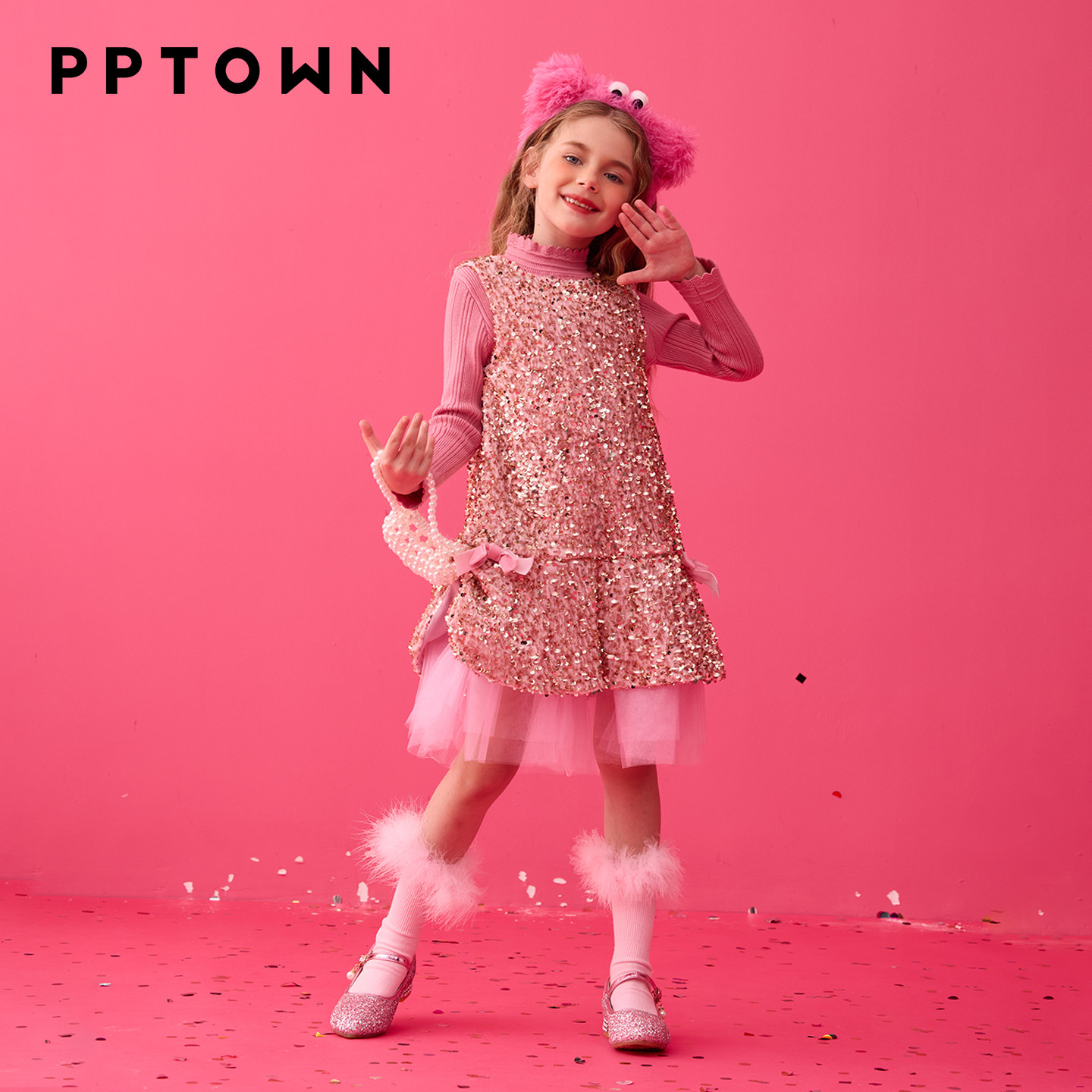 女童连衣裙2026新款亮片网纱公主裙红色生日礼服拜年服儿童背心裙,淘宝优惠券,粉丝福利购,淘宝优惠卷