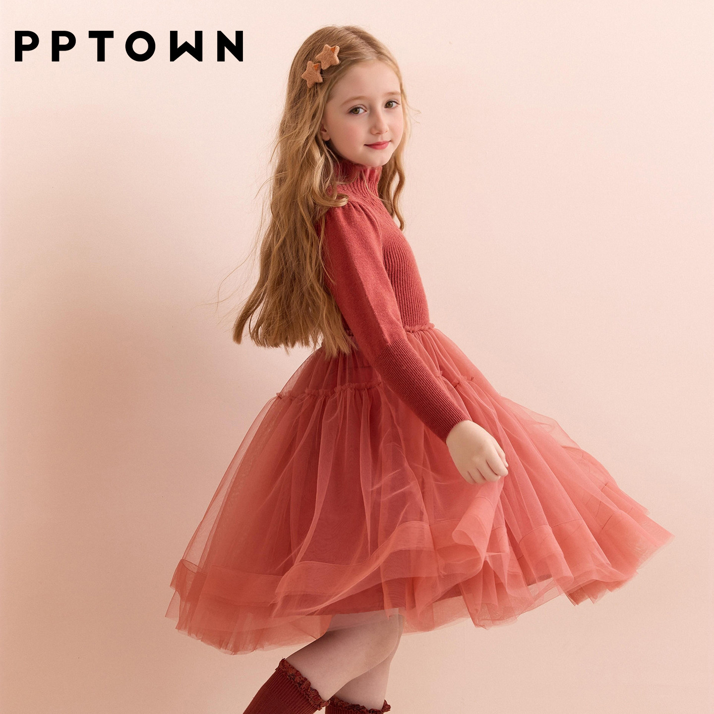 女童礼服红色网纱毛衣裙儿童礼服礼裙校服演出服节日晚会公主裙子,淘宝优惠券,粉丝福利购,淘宝优惠卷