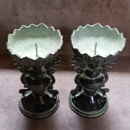 古玩 青铜器摆件莲花蜡台 婚庆道具 装饰品 古代蜡台 清仓特价 - 图0