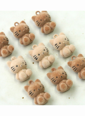 韩版秋冬奶茶色可爱立体毛绒小猫咪diy手作耳饰发夹手机壳材料