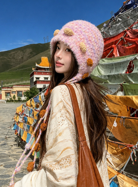 川西旅游显脸小百搭针织冷帽女