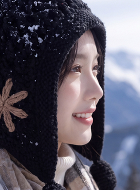 女款冬季保暖护耳显脸小针织帽