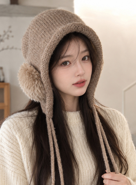 女款冬季保暖护耳显脸小针织帽
