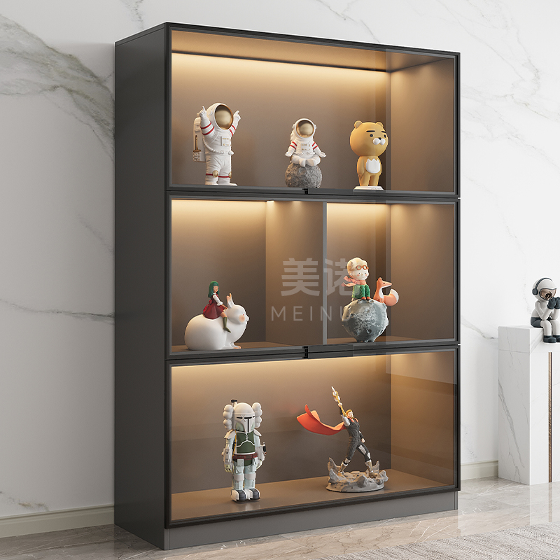 定制书柜带玻璃门家用客厅酒柜整墙防尘轻奢手办柜乐高模型展示柜 - 图2