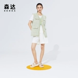 Senda Summer New Throking Mall Тот же липучка клетчатая плоская ткань, повседневная женская сандалии 4C337BT1