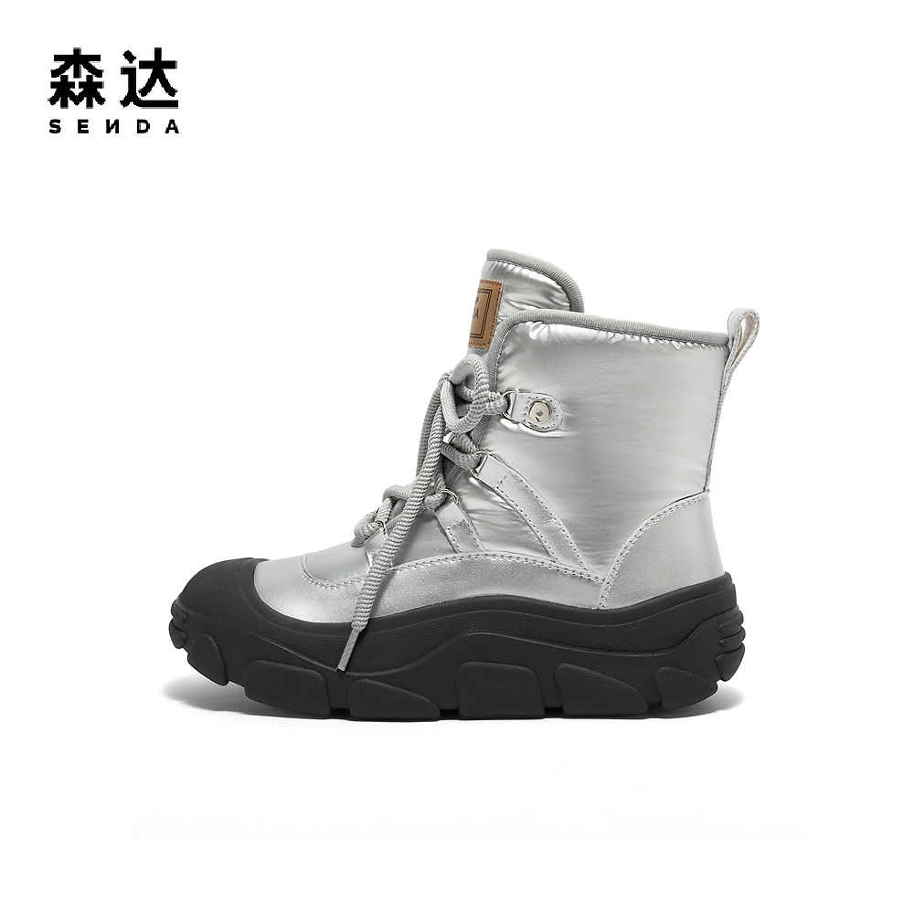 森达雪地靴女鞋冬款户外舒适保暖厚底棉鞋短靴ZTE07DD4