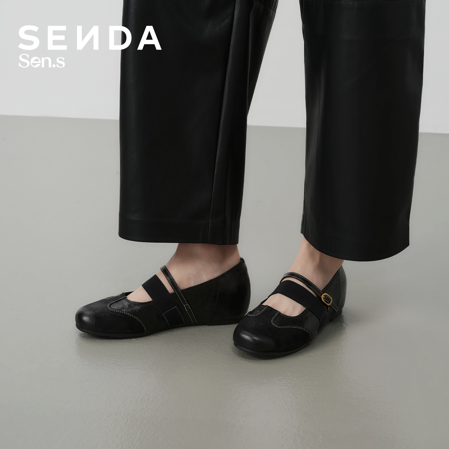 森达【Sen.s】羊皮书洛可可玛丽珍女26秋内增高加绒芭蕾单鞋1912D 丽羊实拍商品图