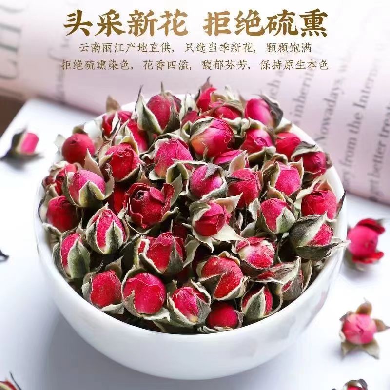 玫瑰花茶叶新鲜特级金边玫瑰花茶500克袋装无硫干玫瑰花泡茶养生 - 图0