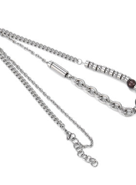 嘻哈风可调节钛钢情侣项链吊坠