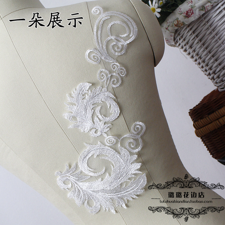 平绣刺绣蕾丝花朵 婚纱手工DIY材料布料 服饰衣服贴布花贴辅料白 - 图2