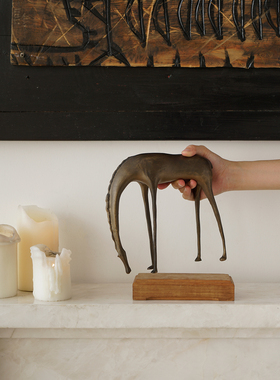 古铜瘦马新中式玄关摆件