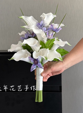 ins清新森系婚纱摄影道具 韩式结婚领证拍照郁金香仿真新娘手捧花