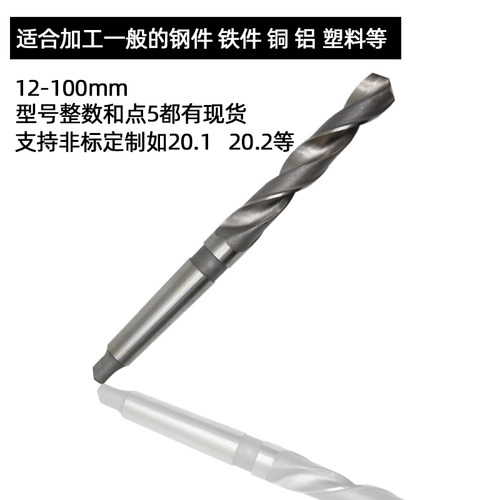 哈尔滨高速钢锥钻白钢莫氏锥柄钻头麻花钻磁力钻摇臂钻用12-100mm - 图0