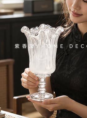 轻奢透明玻璃花瓶水养鲜花高级感
