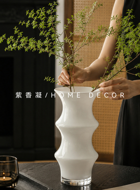 中古风竹节玻璃花瓶客厅水养插花