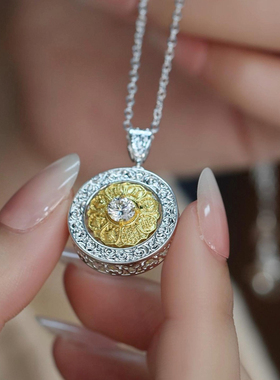 韦雪同款925银新中式八宝罗盘吊坠女时来运转百搭可转动情侣项坠