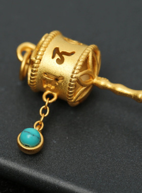 中国民族风镀金绿松石吊坠女小巧精致百搭锁骨链项坠复古中式项链