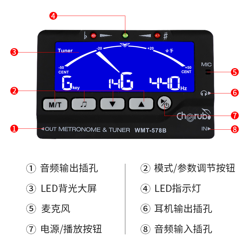 小天使古筝调音器妙事多民乐通用专业70B专用电子节拍定音校音器 - 图1