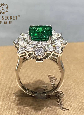 祖母绿仿真彩宝奢华拆分女大钻戒