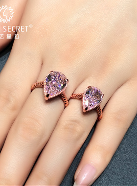 水滴克拉钻石戒指欧美玫瑰金彩色