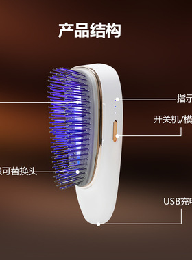新款EMS可拆卸头四合一电动按摩梳头部按摩器刮痧面部美容仪