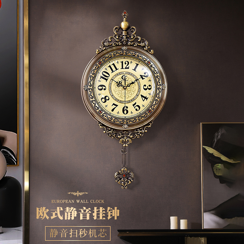 欧式轻奢新款客厅挂钟现代创意简约高端时钟家用艺术装饰挂墙钟表 - 图0