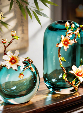 中式珐琅彩玻璃花瓶摆件