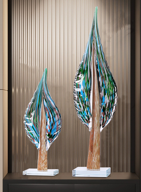 LLH-FZ20琉璃树关叶摆件客厅创轻奢高级感小众电视柜意玄装璃饰品