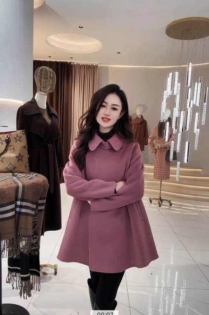 S KBKZ authentic double-sided woolen French Hepburn style slim short coat cloak shawl coat