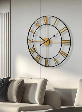 欧式客厅简约挂表罗马铁艺复古wall clock静音时钟创意装饰大挂钟