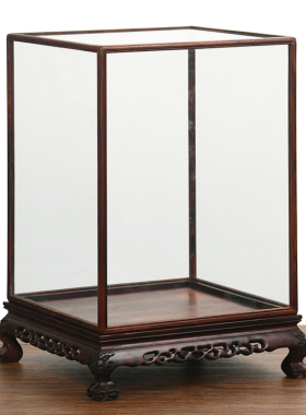 老虎脚玻璃罩红酸枝定制佛像