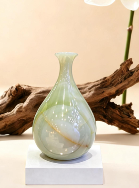 天然玉石水滴花瓶家居摆件收藏品