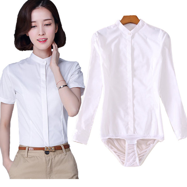 Elastic one-piece slim fit interview workwear plus size shirt