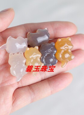 批发天然俏色仓鼠吊坠原色雕刻腮鼠搬仓鼠玛瑙DIY挂件配饰半成品