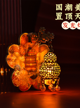 武汉黄鹤楼灯笼灯光发光冰箱贴国风景点打卡旅游文创特色纪念品