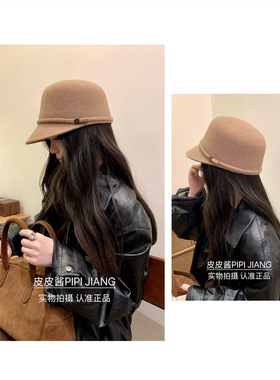 秋冬加大绵羊毛显脸小马术女帽