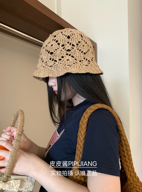 蛮雅致的～韩系镂空针织草帽女夏简约透气文艺时髦复古遮阳渔夫帽