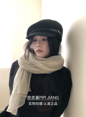 日系秋冬羊毛侧压定型马术帽女