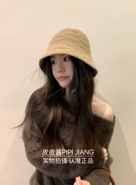 日系复古针织宽檐渔夫帽女秋冬