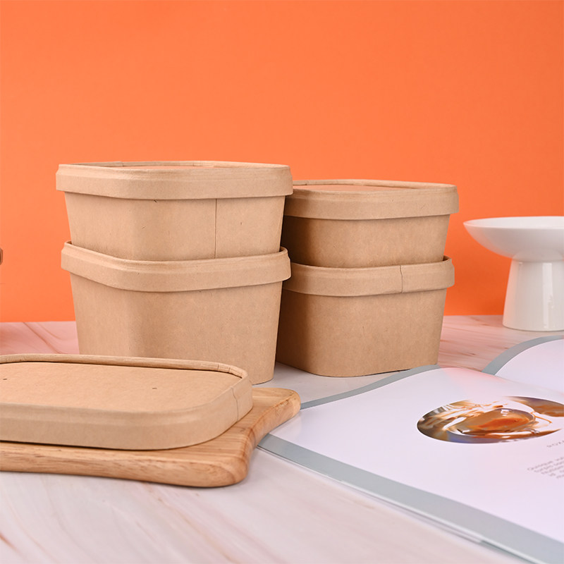 双层一次性外卖快餐盒方形牛皮纸方盒带盖饭菜分离内托白色打包盒,淘宝优惠券,粉丝福利购,淘宝优惠卷