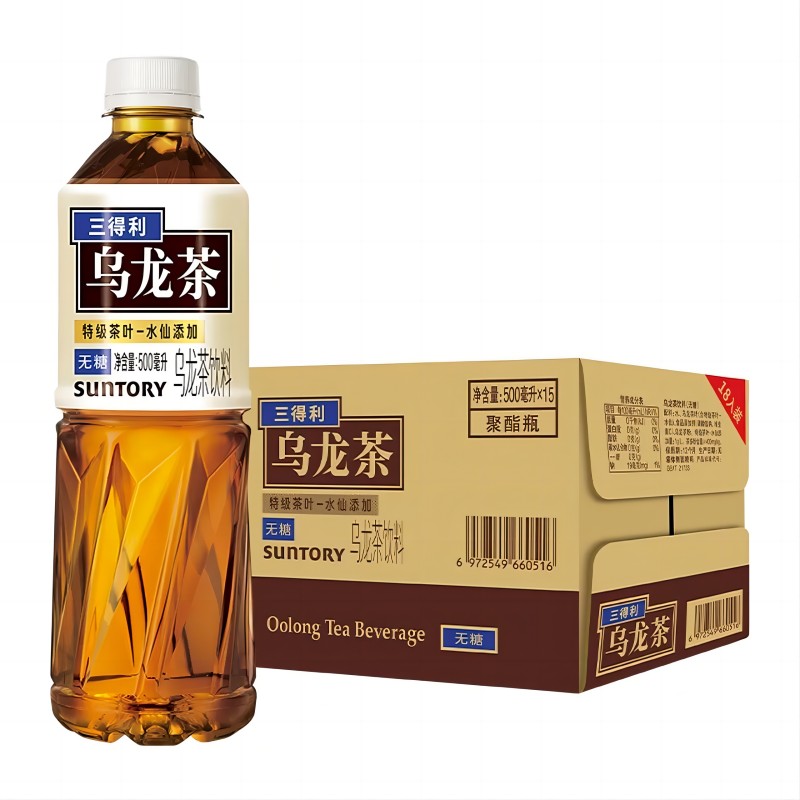 SUNTORY三得利无糖低糖茉莉乌龙茶饮料0脂500ml*15瓶整箱网红饮品-图3