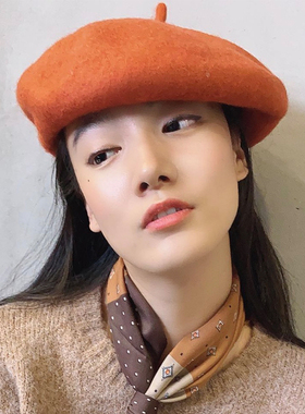 女士毛呢复古休闲风百搭帽