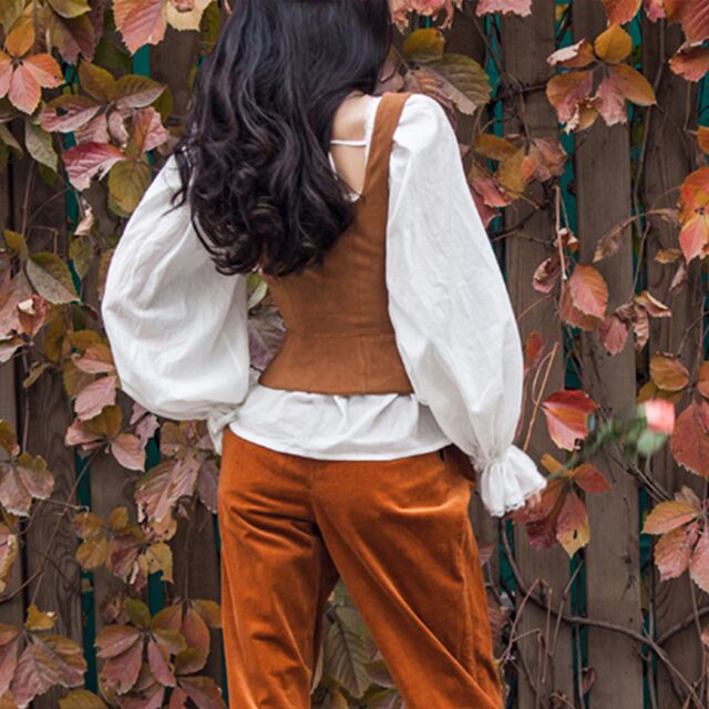 ເສື້ອຢືດ Retro ຂອງຝຣັ່ງ suede ກະທັດຮັດ