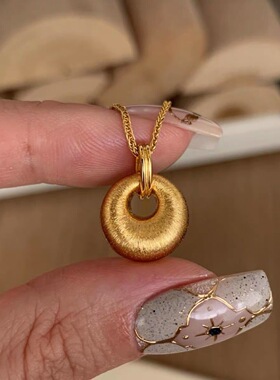 法式复中古缎面拉丝金银色骆驼项链高端轻奢小众级感时尚精致颈链