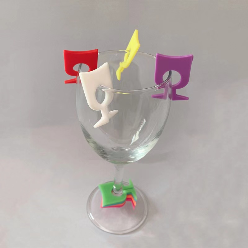 6个趴趴猫咪酒杯标记签过年聚会硅胶杯子识别区分器鸡尾高脚OTOTO - 图3