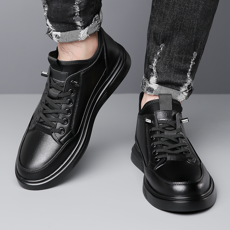 男士内增高10cm8cm6cm休闲皮鞋真皮运动板鞋加绒隐形增高鞋男百搭 - 图0