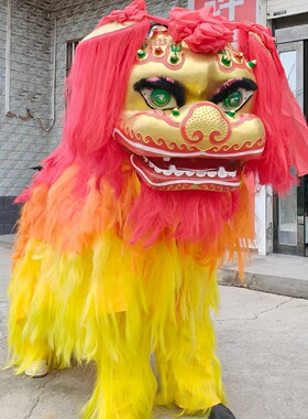北京笑脸狮子单双人穿北狮头全套